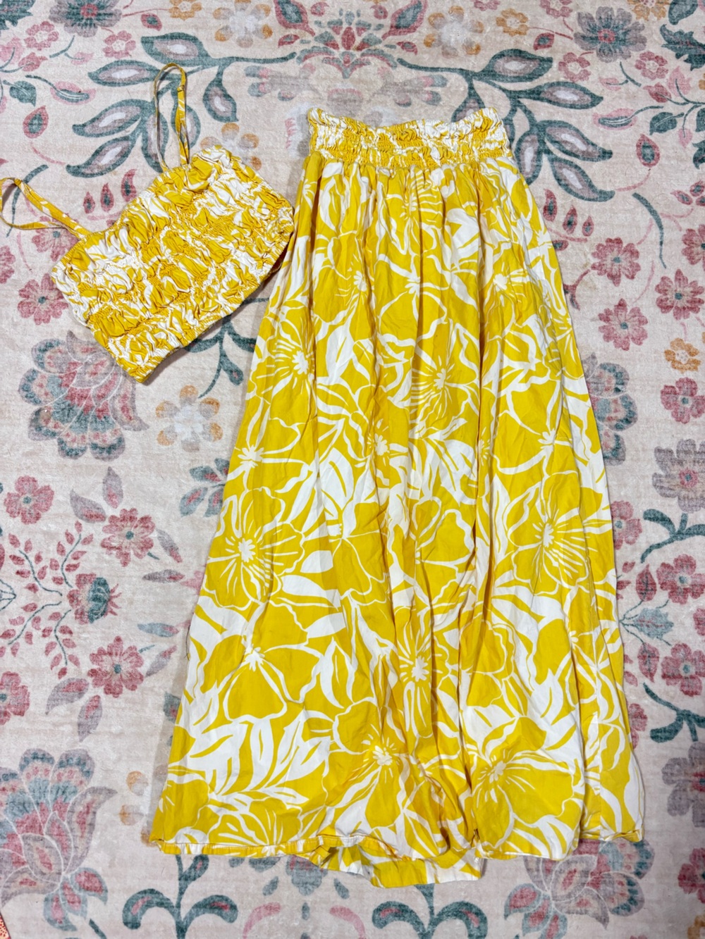 Faithfull the Brand Yellow Floral Two-Piece Dress Set